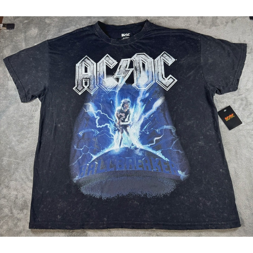 AC/DC T-Shirt Men L Ballbreaker 1996 US Tour Graphic Mineral Wash Distress Black